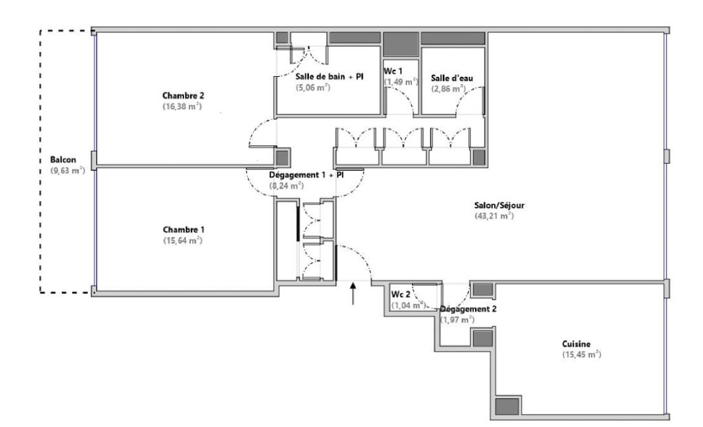 Appartement 3 pièces – 114 m² Marseille 8éme